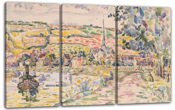 Leinwandbild Paul Signac - Petit Andely-Die Flussbank