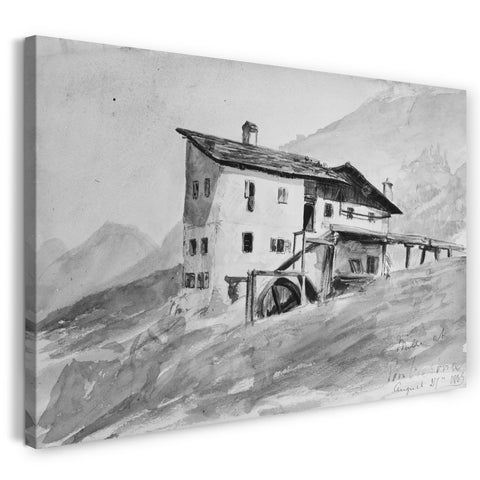 Leinwandbild John Singer Sargent - Mühle in Pontresina (aus dem Schweiz 1869-Skizzenbuch)