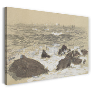 Leinwandbild John Singer Sargent - Wellen brechen auf Felsen (aus Sammelalbum)