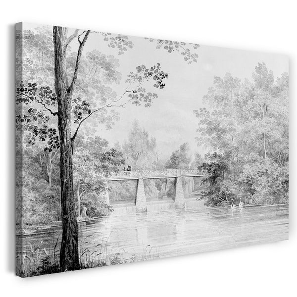 Leinwandbild Thomas Kelah Wharton - Brücke über Crumelbow Creek, David Hosack Estate, Hyde Park, New York (von Hosack Album)