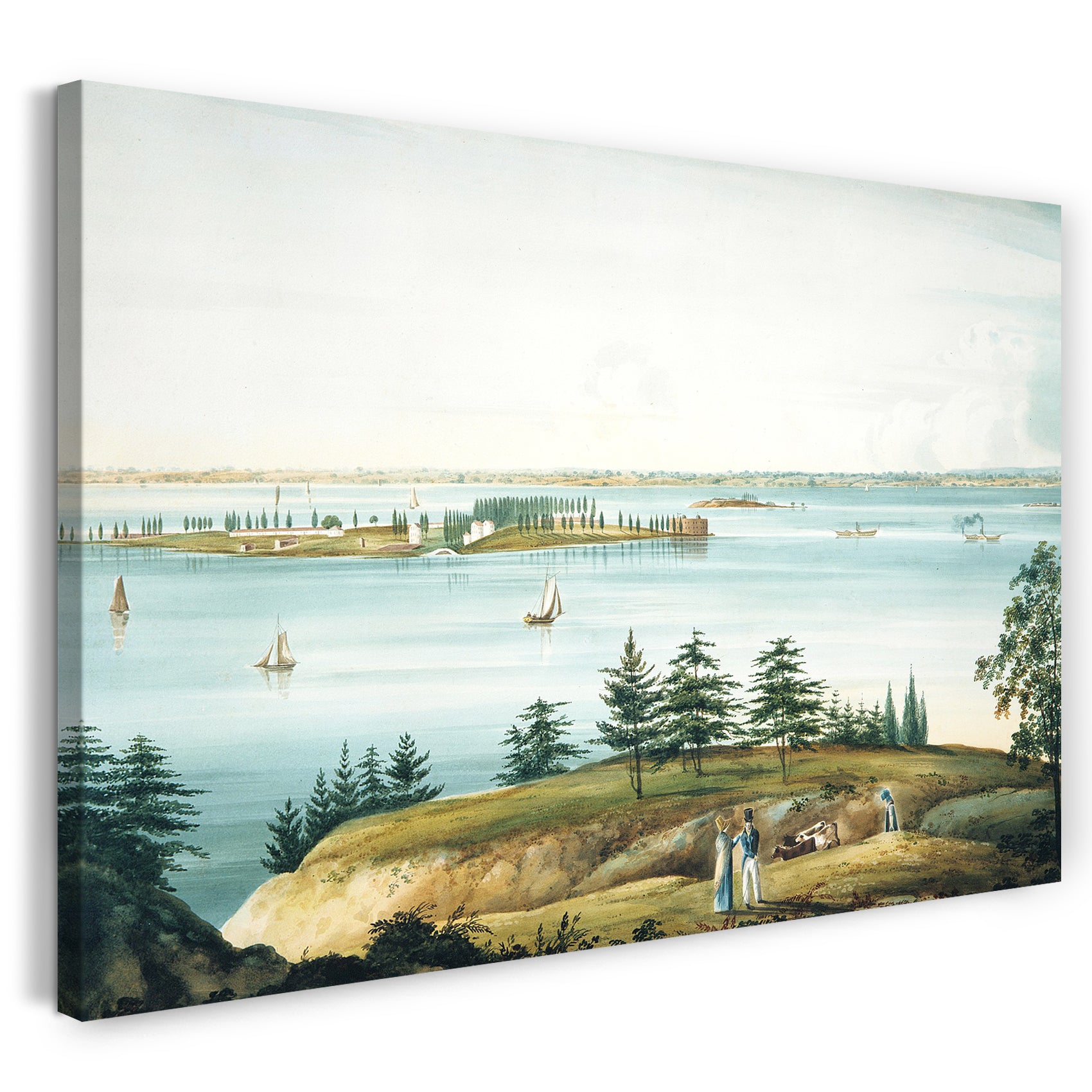 Leinwandbild William Guy Wand - Die Bucht von New York und Governors Island aus Brooklyn Heights