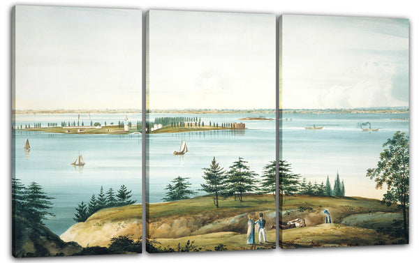 Leinwandbild William Guy Wand - Die Bucht von New York und Governors Island aus Brooklyn Heights