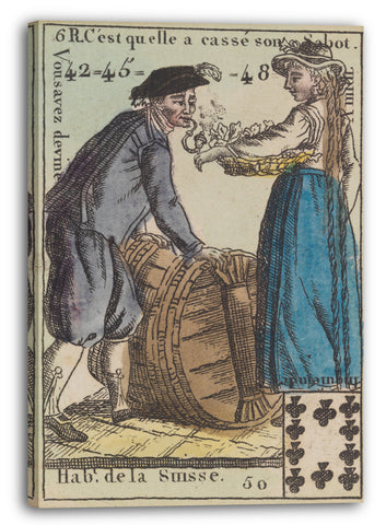 Leinwandbild Anonym, Französisch, 18. Jahrhundert - Hab.t de la Suisse, Motiv aus Quartett-Spielkarten 'Costumes des Peuples Étrangers'