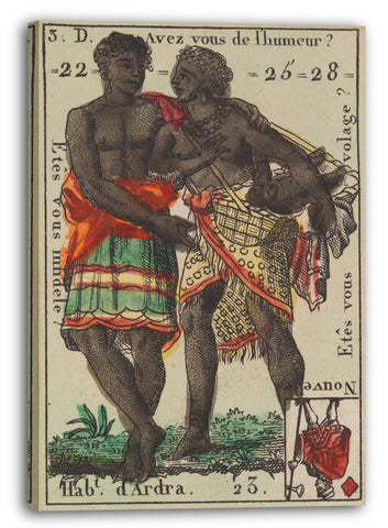 Leinwandbild Anonym, Französisch, 18. Jahrhundert - Hab.t d'Ardra, Motiv aus Quartett-Spielkarten 'Costumes des Peuples Étrangers'