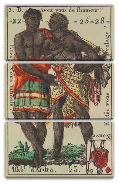 Leinwandbild Anonym, Französisch, 18. Jahrhundert - Hab.t d'Ardra, Motiv aus Quartett-Spielkarten 'Costumes des Peuples Étrangers'