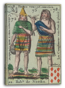Leinwandbild Anonym, Französisch, 18. Jahrhundert - Hab.t de Nootka, Motiv aus Quartett-Spielkarten 'Costumes des Peuples Étrangers'