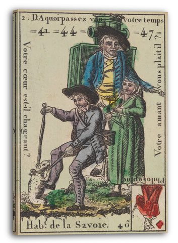 Leinwandbild Anonym, Französisch, 18. Jahrhundert - Hab.t de la Savoie, Motiv aus Quartett-Spielkarten 'Costumes des Peuples Étrangers'