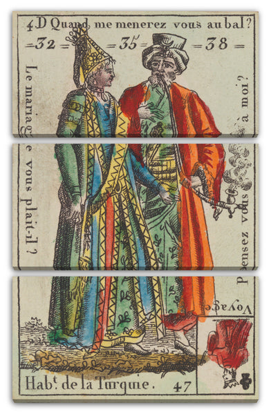 Leinwandbild Anonym, Französisch, 18. Jahrhundert - Hab.t de la Turquie, Motiv aus Quartett-Spielkarten 'Costumes des Peuples Étrangers'