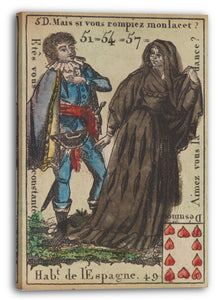 Leinwandbild Anonym, Französisch, 18. Jahrhundert - Hab.t de l'Espagne, Motiv aus Quartett-Spielkarten 'Costumes des Peuples Étrangers'