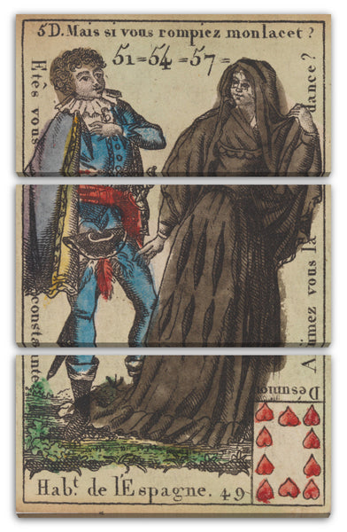 Leinwandbild Anonym, Französisch, 18. Jahrhundert - Hab.t de l'Espagne, Motiv aus Quartett-Spielkarten 'Costumes des Peuples Étrangers'