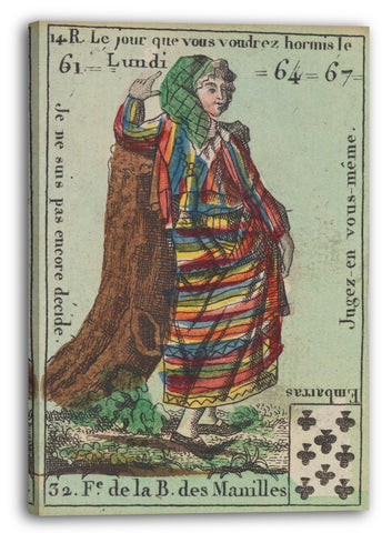 Leinwandbild Anonym, Französisch, 18. Jahrhundert - F. de la B. des Manilles, Motiv aus Quartett-Spielkarten 'Costumes des Peuples Étrangers'
