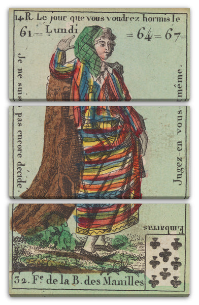 Leinwandbild Anonym, Französisch, 18. Jahrhundert - F. de la B. des Manilles, Motiv aus Quartett-Spielkarten 'Costumes des Peuples Étrangers'