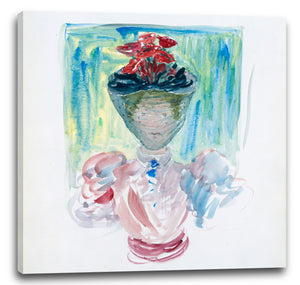 Leinwandbild Maurice Brazil Prendergast - Großes Boston Public Garden Skizzenbuch: Eine Frau in einem verschleierten Hut mit Mohn verziert