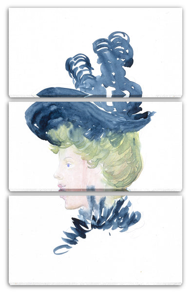 Leinwandbild Maurice Brazil Prendergast - Großer Boston Public Garden Skizzenbuch: Kopf einer Frau in einem Federhut