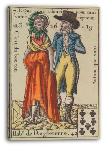 Leinwandbild Anonym, Französisch, 18. Jahrhundert - Hab.t de l'Angleterre, Motiv aus Quartett-Spielkarten 'Costumes des Peuples Étrangers'