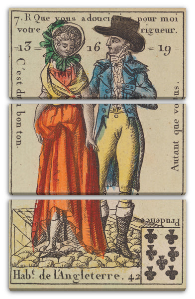 Leinwandbild Anonym, Französisch, 18. Jahrhundert - Hab.t de l'Angleterre, Motiv aus Quartett-Spielkarten 'Costumes des Peuples Étrangers'