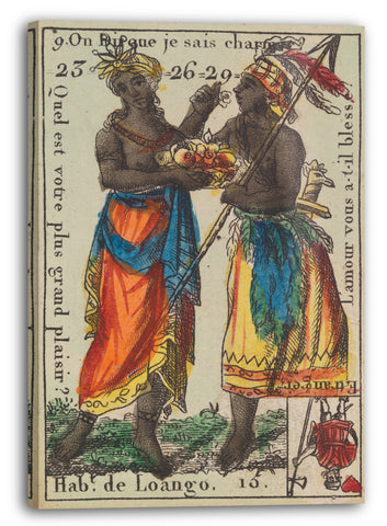 Leinwandbild Anonym, Französisch, 18. Jahrhundert - Hab.t de Loango, Motiv aus Quartett-Spielkarten 'Costumes des Peuples Étrangers'