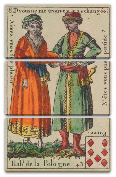 Leinwandbild Anonym, Französisch, 18. Jahrhundert - Hab.t de la Pologne, Motiv aus Quartett-Spielkarten 'Costumes des Peuples Étrangers'