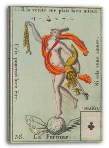 Leinwandbild Anonym, Französisch, 18. Jahrhundert - La Fortune, Motiv aus Quartett-Spielkarten 'Costumes des Peuples Étrangers'
