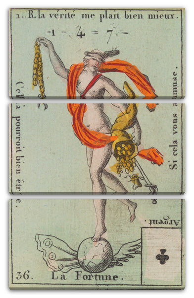Leinwandbild Anonym, Französisch, 18. Jahrhundert - La Fortune, Motiv aus Quartett-Spielkarten 'Costumes des Peuples Étrangers'