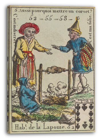 Leinwandbild Anonym, Französisch, 18. Jahrhundert - Hab.t de la Laponie, Motiv aus Quartett-Spielkarten 'Costumes des Peuples Étrangers'