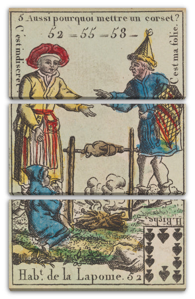 Leinwandbild Anonym, Französisch, 18. Jahrhundert - Hab.t de la Laponie, Motiv aus Quartett-Spielkarten 'Costumes des Peuples Étrangers'