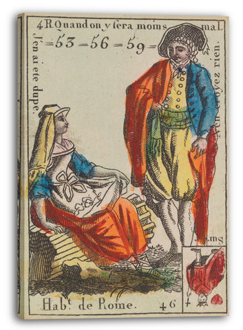 Leinwandbild Anonym, Französisch, 18. Jahrhundert - Hab.t de Rome, Motiv aus Quartett-Spielkarten 'Costumes des Peuples Étrangers'