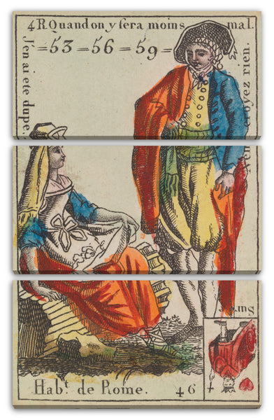 Leinwandbild Anonym, Französisch, 18. Jahrhundert - Hab.t de Rome, Motiv aus Quartett-Spielkarten 'Costumes des Peuples Étrangers'