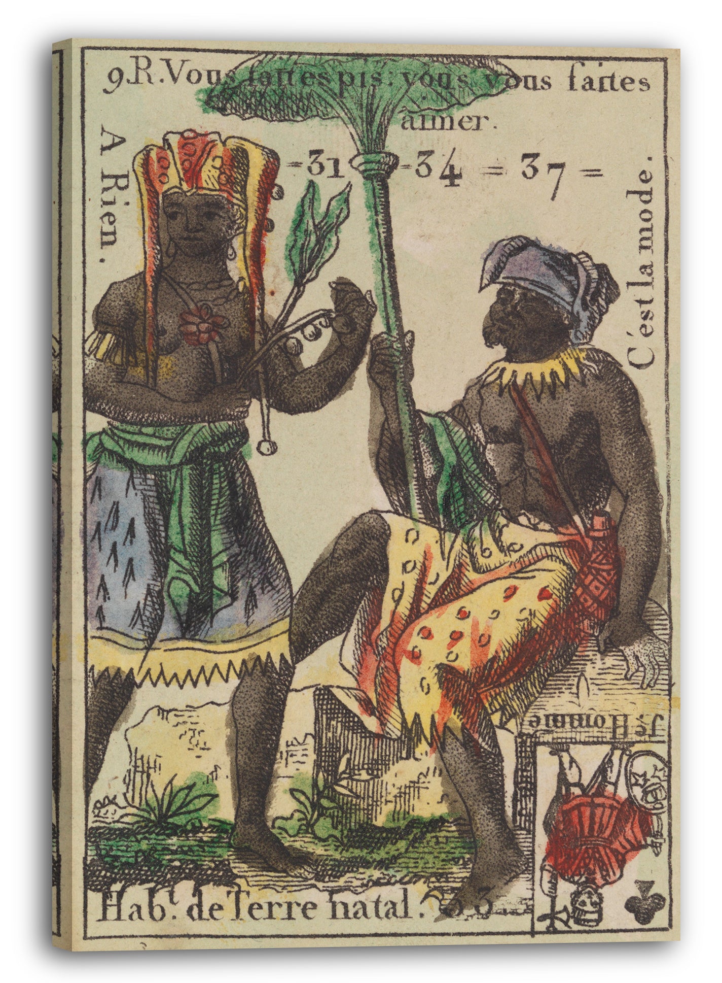 Leinwandbild Anonym, Französisch, 18. Jahrhundert - Hab.t de Terre Natal, Motiv aus Quartett-Spielkarten 'Costumes des Peuples Étrangers'