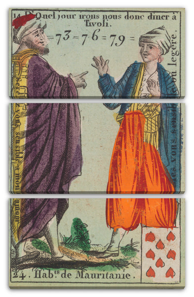 Leinwandbild Anonym, Französisch, 18. Jahrhundert - Hab.ts de Mauritanie, Motiv aus Quartett-Spielkarten 'Costumes des Peuples Étrangers'