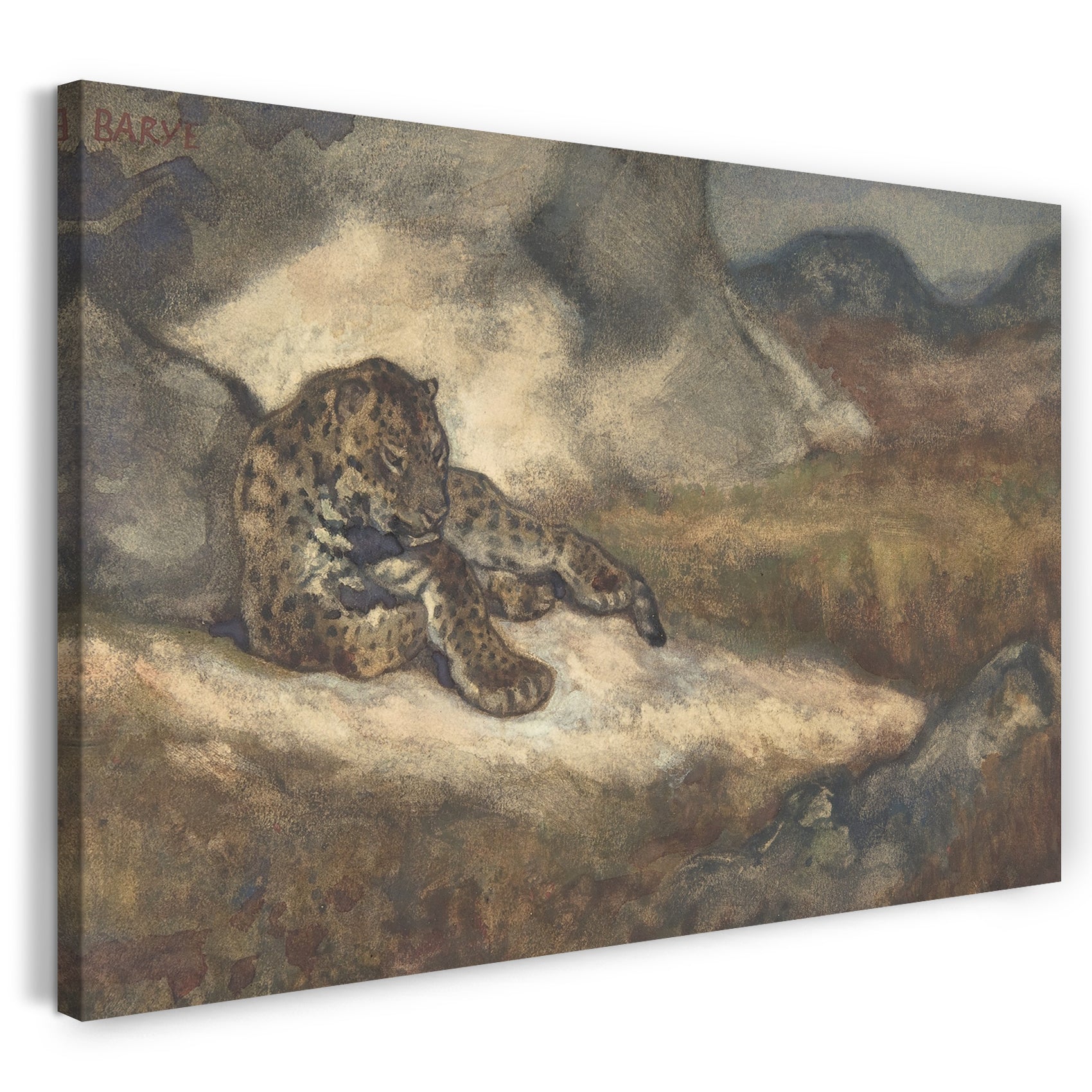 Leinwandbild Antoine-Louis Barye - Leopard liegend