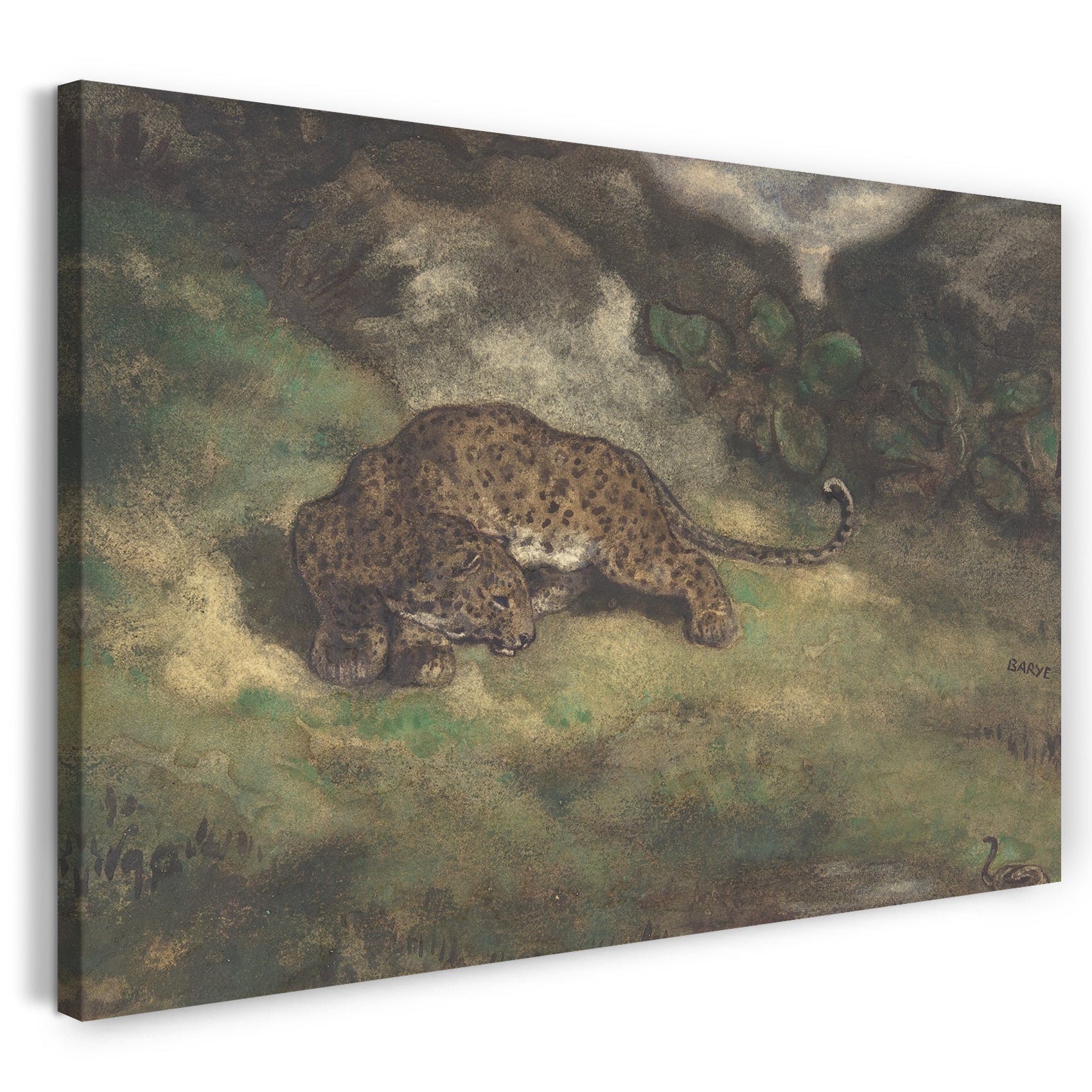 Leinwandbild Antoine-Louis Barye - Leopard und Schlange