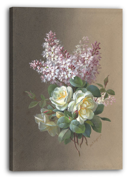 Leinwandbild Paul de Longpré - Blumen: Rosen und Flieder