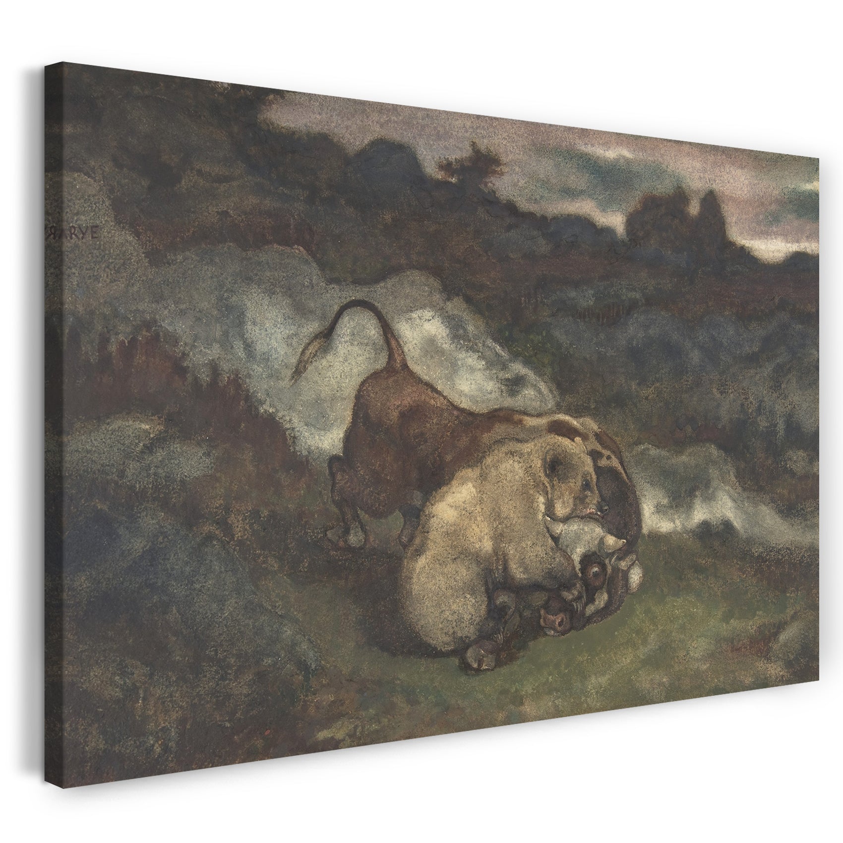 Leinwandbild Antoine-Louis Barye - Bär, der einen Stier tötet