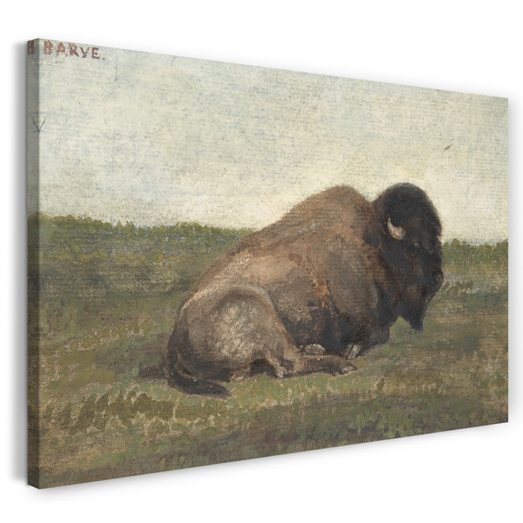 Leinwandbild Antoine-Louis Barye - Bison liegend