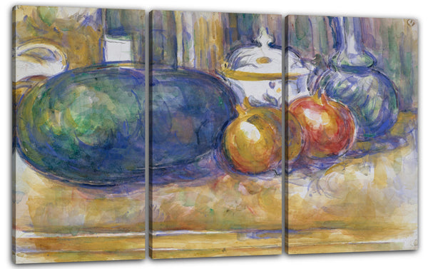 Leinwandbild Paul Cézanne - Stillleben mit einer Wassermelone und Granatäpfeln