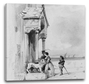 Leinwandbild Carl Friedrich Heinrich Werner - Paar betritt Gebäude mit Begleiter (aus Cropsey Album)
