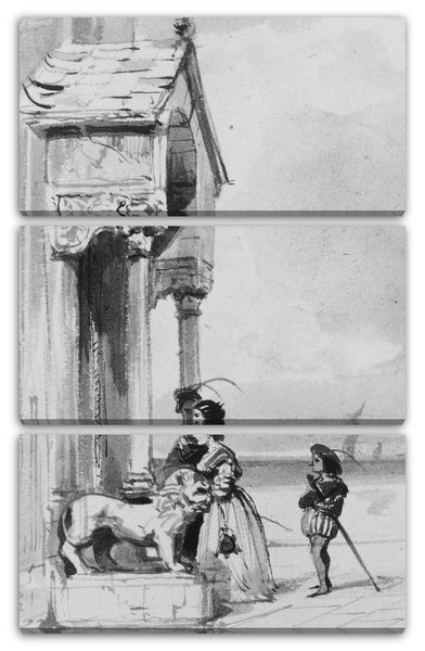 Leinwandbild Carl Friedrich Heinrich Werner - Paar betritt Gebäude mit Begleiter (aus Cropsey Album)
