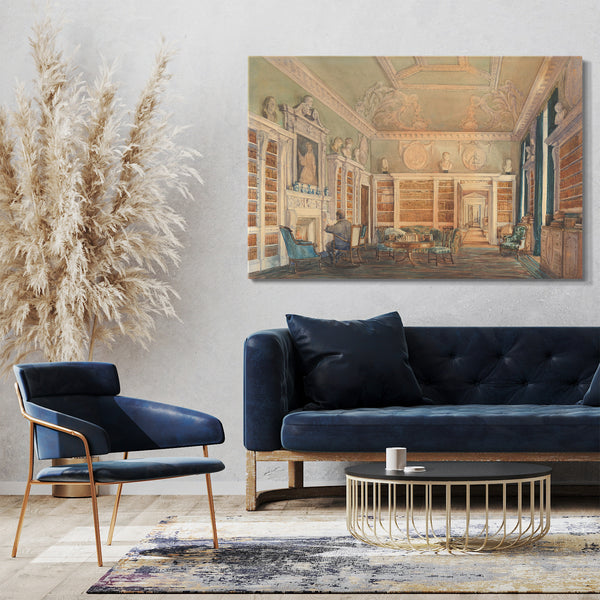 Leinwandbild Susan Alice Dashwood - Ansicht der Bibliothek, Kirtlington Park, Oxfordshire