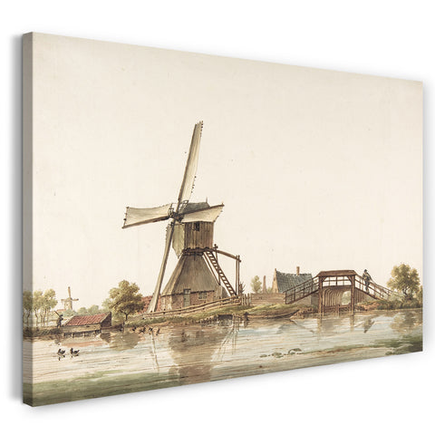 Leinwandbild Anthonie Erkelens - Landschaft mit Windmühle