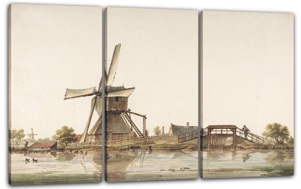 Leinwandbild Anthonie Erkelens - Landschaft mit Windmühle