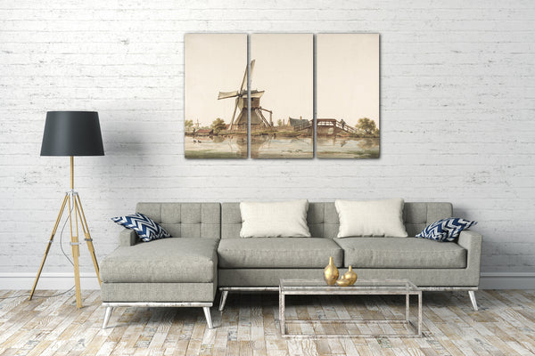Leinwandbild Anthonie Erkelens - Landschaft mit Windmühle