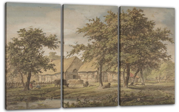 Leinwandbild Adrianus de Visser - Landschaft mit einem Bauernhaus