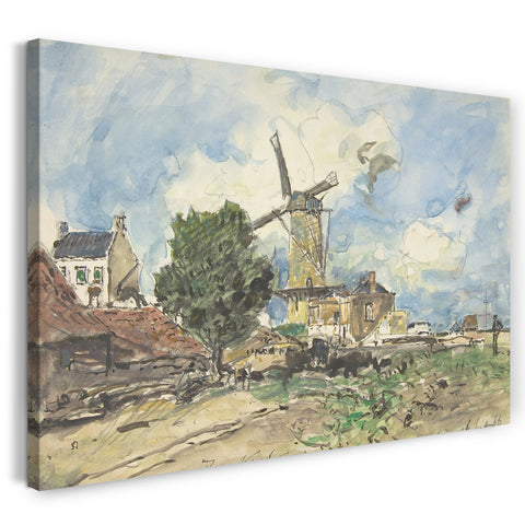 Leinwandbild Johan Barthold Jongkind - Windmühle in Antwerpen