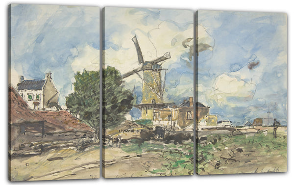 Leinwandbild Johan Barthold Jongkind - Windmühle in Antwerpen