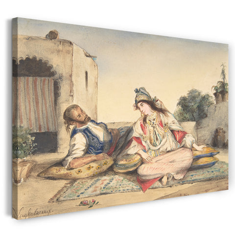 Leinwandbild Eugène Delacroix - Ein maurisches Paar auf seiner Terrasse