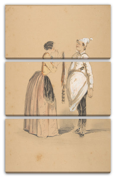 Leinwandbild Anonym, Französisch, 19. Jahrhundert - Eine Dame und ihr Koch