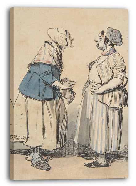 Leinwandbild Henry-Bonaventure Monnier - Die zwei Klatschmäuler (Les Deux Commères)