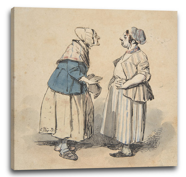 Leinwandbild Henry-Bonaventure Monnier - Die zwei Klatschmäuler (Les Deux Commères)