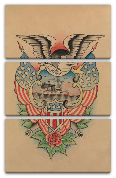 Leinwandbild Clark & Sellers - Tattoo-Design mit einem Marine-Thema